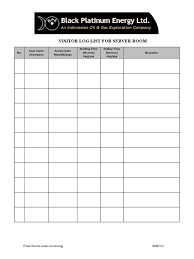 Server Log Register Printed